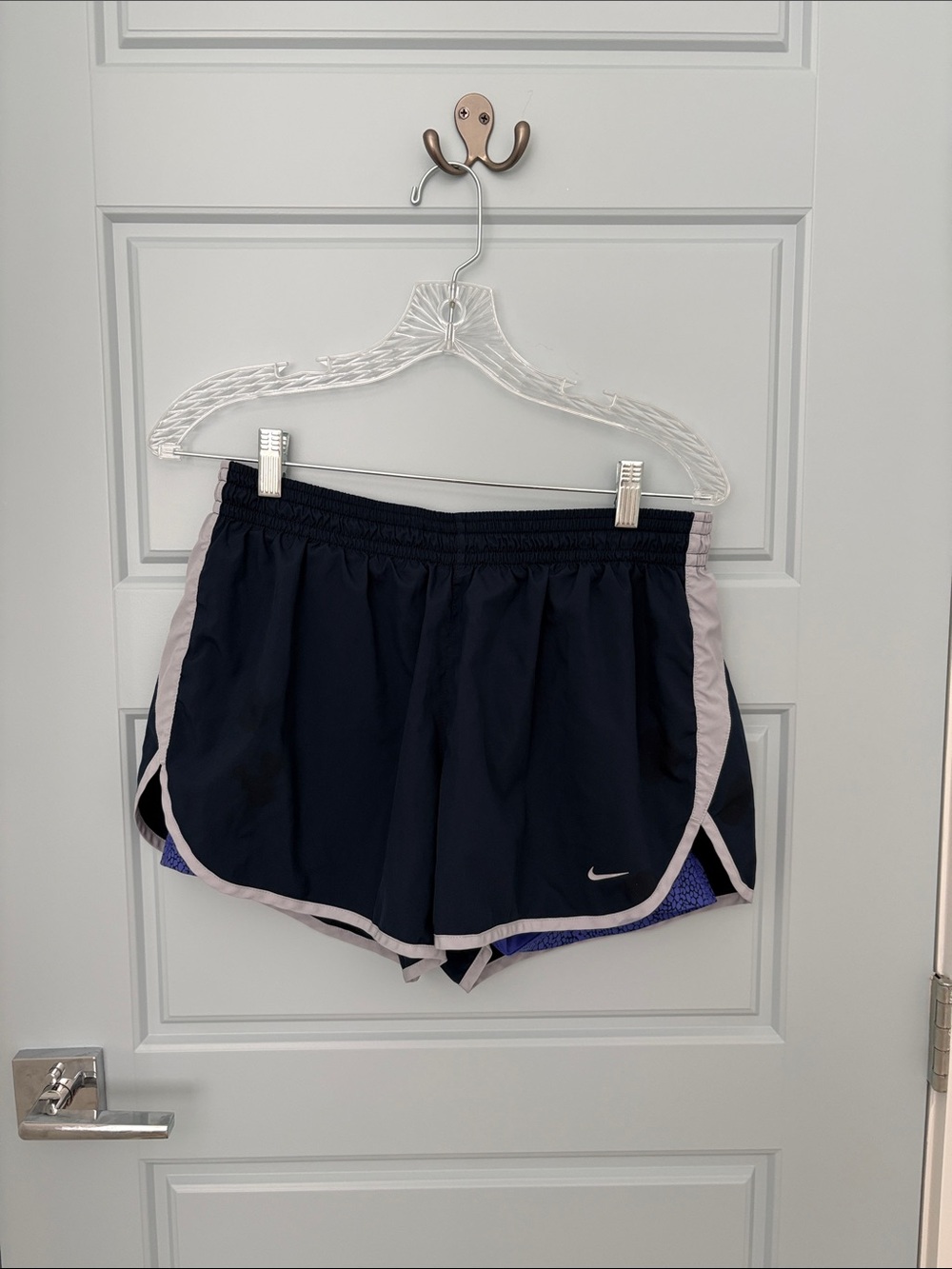 Nike Women's Navy Shorts with Light grey Trim